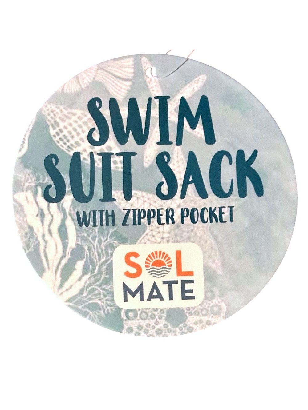 SOL MATE ‘Beach Please’ Swim Suit Sack with 2  Pockets in Teal/White Shell Print - Picture 4 of 5